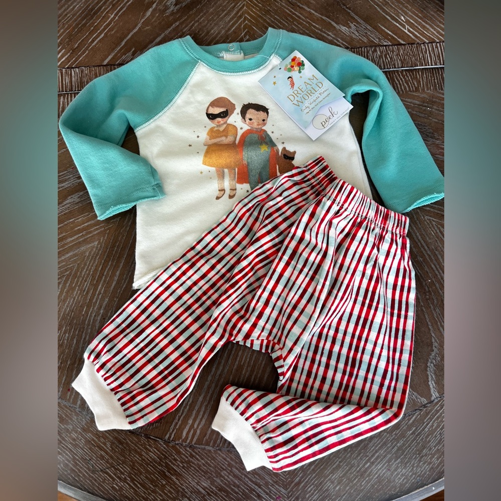 Baby Boy’s Peek X Dreamworld 2-piece super heroes shirt & joggers set